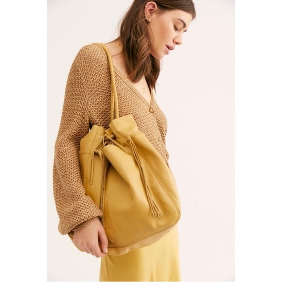Free People Handbags - Free People Jolene Yellow Leather Tote Bag Handbag